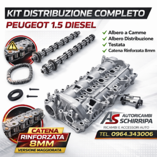 Kit Albero a Camme Completo con Catena Maggiorata 8 mm, Albero Distribuzione e Testata per 1.5 BlueHDi – O.E. 1697054780